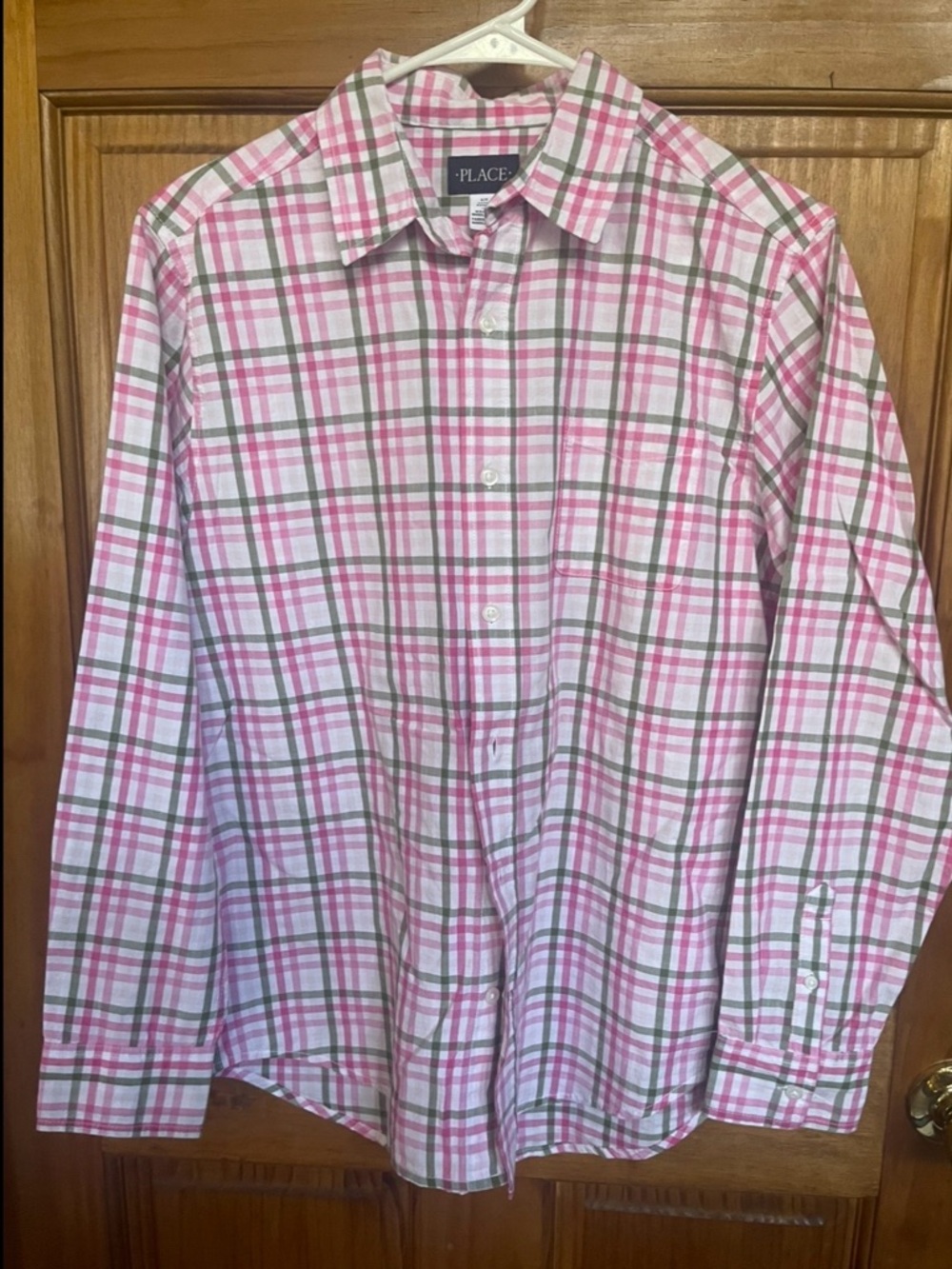 The Children's Place Pink and Green Plaid Button-Down Shirt